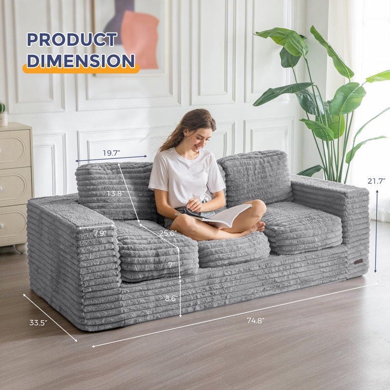 Canapé à compression 74,8 po, Gris