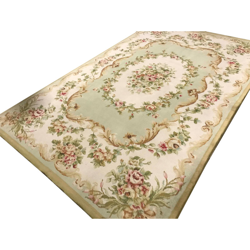 Savonnerie Wool Oriental Area Rug, Rectangle 5'9" x 8'9"