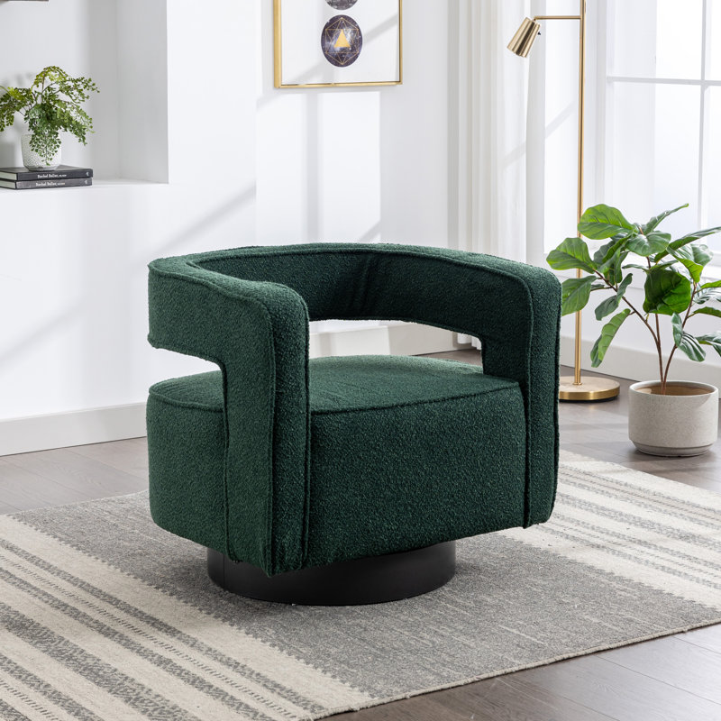 Dangira Upholstered Swivel Barrel Chair, Green Polyester