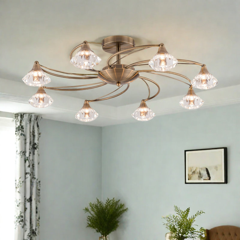 Decatur Glass Ceiling Spotlight, Antique Brass