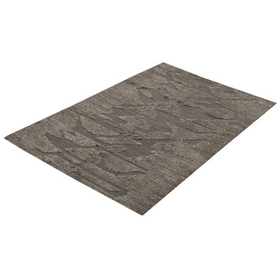 Tapis abstrait gris foncé en laine noué à la main 5 pi 2 po x 7 pi 10 po Abstract