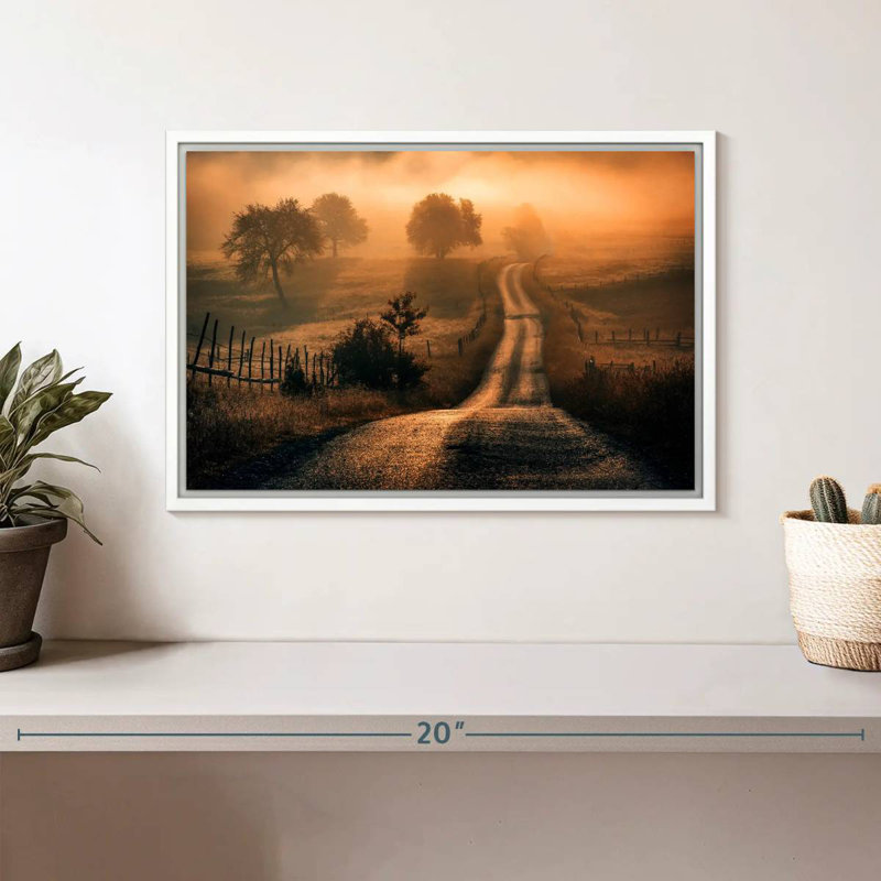 Champ de brouillard, Cadre flottant blanc, 13 po x 9 po