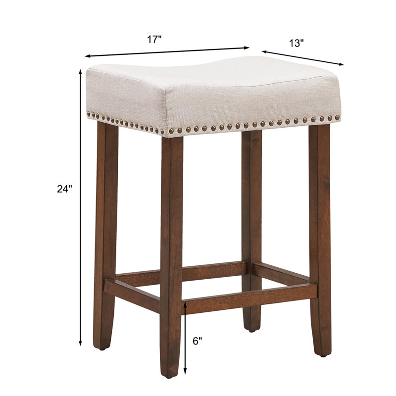 Tabouret de bar et de comptoir Hannam, Beige, Tabouret de comptoir (siège d’une hauteur de 24, Brun