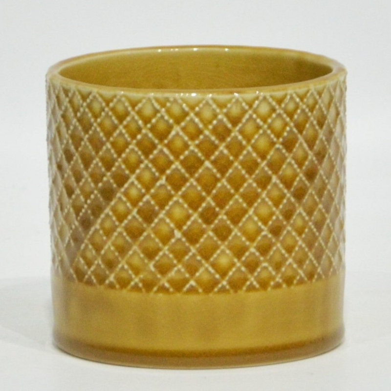 Pot à fleurs crocheté ocre transparent