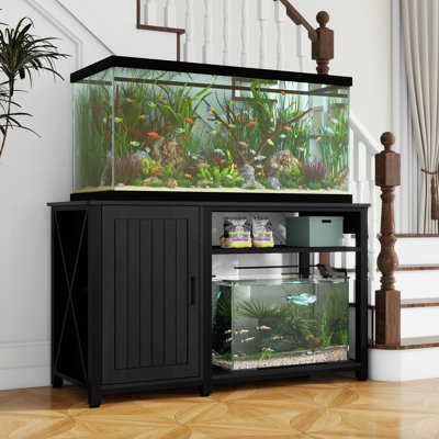 Support d'aquarium robuste de 55 à 75 gallons avec prises de courant, armoire pour le rangement des accessoires d'aquarium - support d'aquarium en métal convenant à l'aquarium, au réservoir de tortues, capacité de 860 lb,