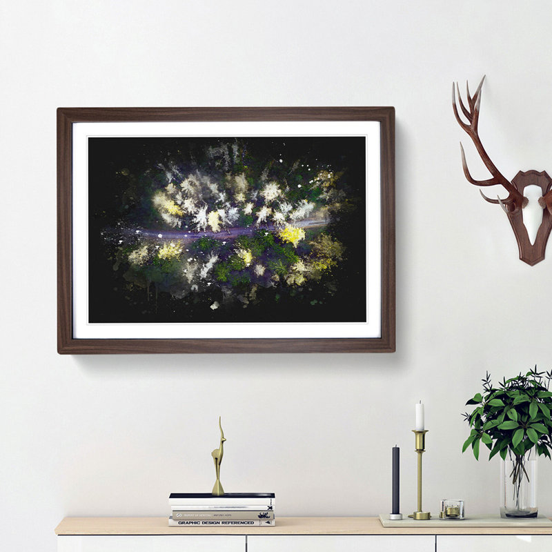 Yellow Forest in Austria - Picture Frame Painting Print, 33cm H x 45cm W x 2cm D, Walnut Framed