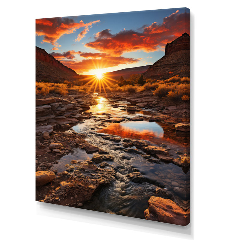 Coucher de soleil à Utah Mountain I, H 32 po x l 16 po x P 1 po, Toile tendue