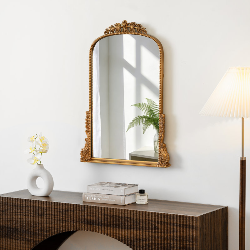 Arch PU Wall Mirror, Antique Gold, 80cm H x 60cm W