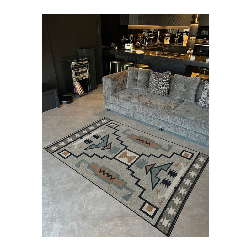 Tapis gris tissé traditionnel Mosso, 3'3" x 9'10"
