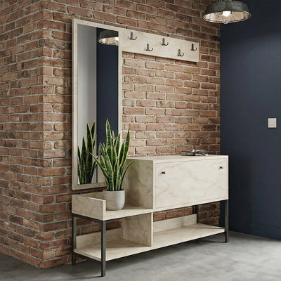 Arbre d'entrée moderne avec miroir et armoire à chaussures Elara