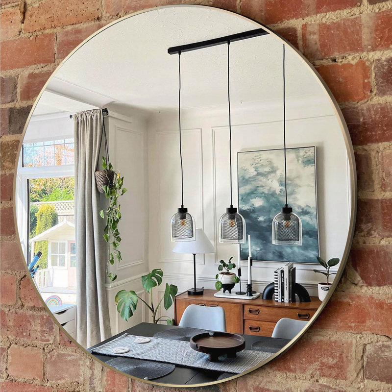 Nehan Oval Wall Mirror, 32" x 32", Matte Black