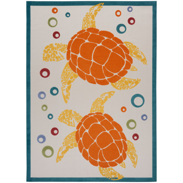 Aloha  Animals Teal Multi Indoor/Outdoor Area Rug