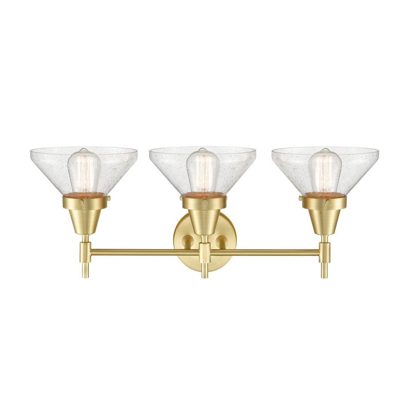 Éclairage pour meuble-lavabo à 3 lumières à intensité variable Gayle, Grainé, Laiton satiné, Ampoule non incluse