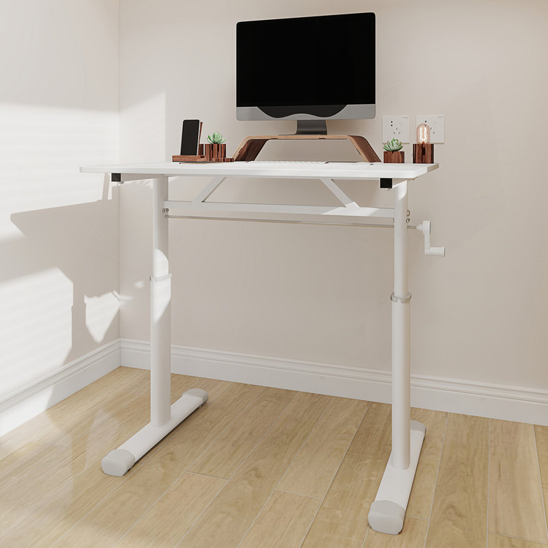 Bureau d'étude réglable, bureau à domicile multifonctionnel réglable en hauteur, table d'écriture, White