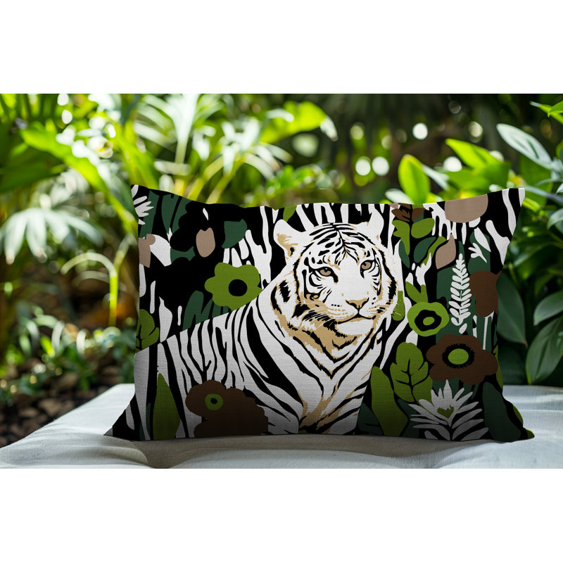 Oreiller rectangulaire réversible intérieur / extérieur Wilo Tiger, Noir, H 25 po x l 18 po