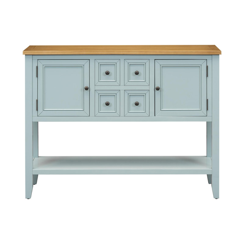 Vaste console avec rangement rétro, Naturel, Lime/blanc