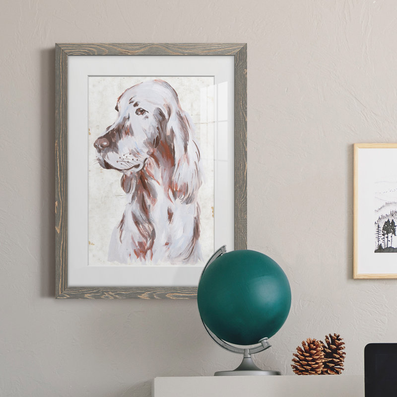 Sitting Dog III Premium encadré mat - prêt à être suspendu, Cadre gris, H 20 po x l 17 po x P 1 po