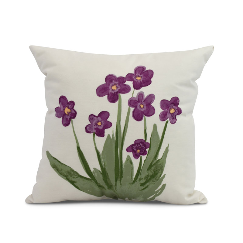 Farmers Market Floral Outdoor Reversible Throw Pillow, Purple, 16" x 16"