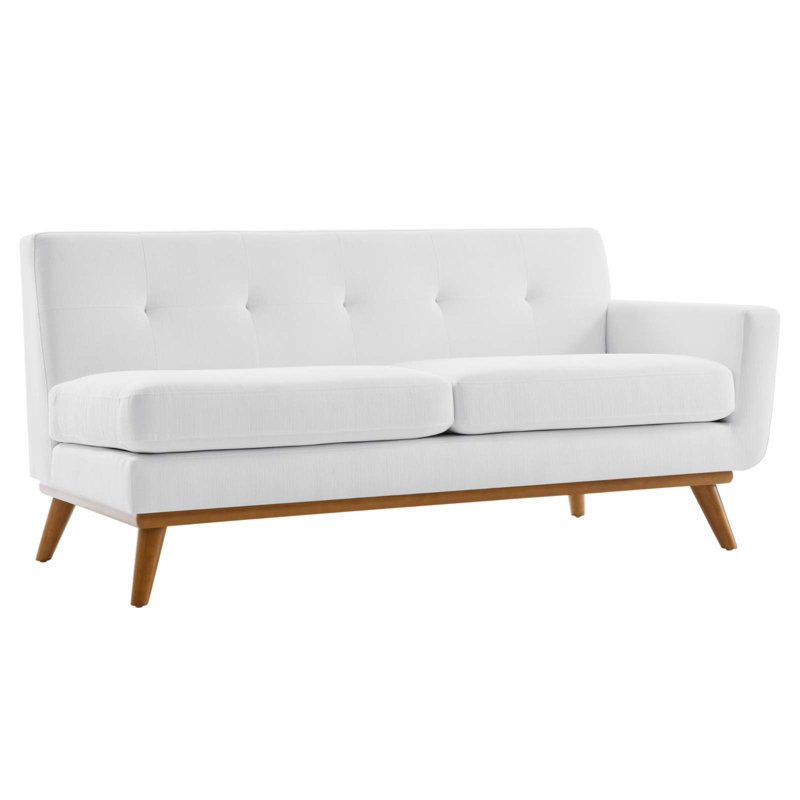 Engage Mid Century Modern Tufted Sectional, Left Hand Facing, White