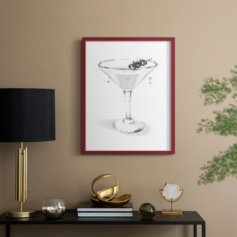 Habillé de martini blanc, reproduction encadrée - bois massif, H 11 po x l 9 po, Rouge