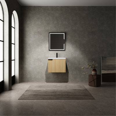 Meuble-lavabo 24 po avec lavabo - meuble moderne de style américain en bois d'ingénierie blanc