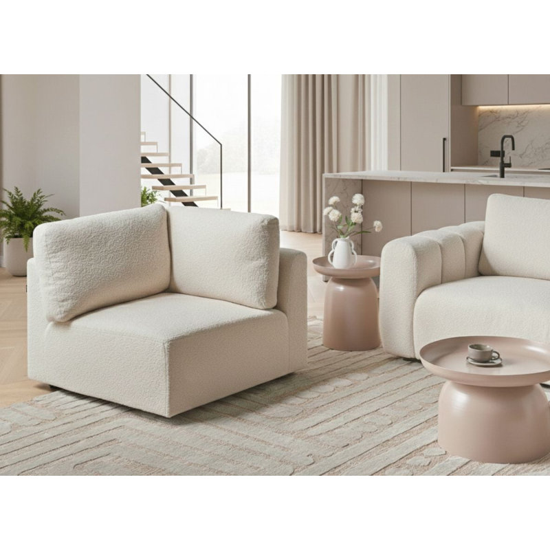 Blerata 1 Seater Seating Component, Off White Boucle, Right Hand Facing
