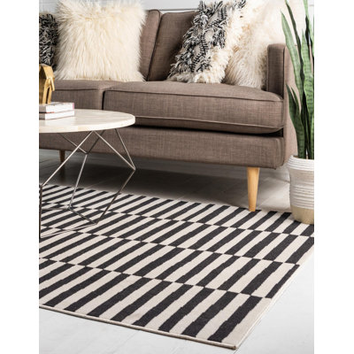 Tapis rayé ivoire / noir Arzilla