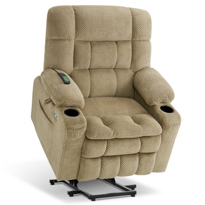 Petit fauteuil inclinable électrique à deux moteurs avec massage et chaleur, position infinie, tissu