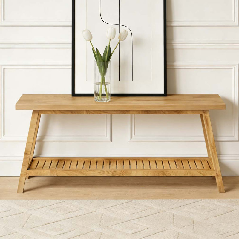 2-Tier Sofa Table,Console Table, Light Brown
