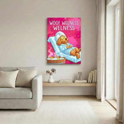 Ensemble de 1 tableau sur toile tendue Woof Wellness Dog Spa Scène