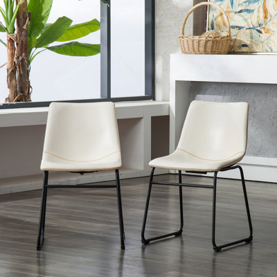 Ensemble de 2 chaises de salle à manger en similicuir Lotusville, blanc