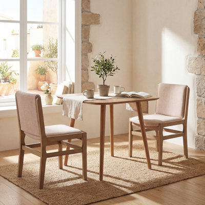 Ensemble de table de salle à manger 3 pièces avec chaises rembourrées et pieds en bois d'hévéa Alagie