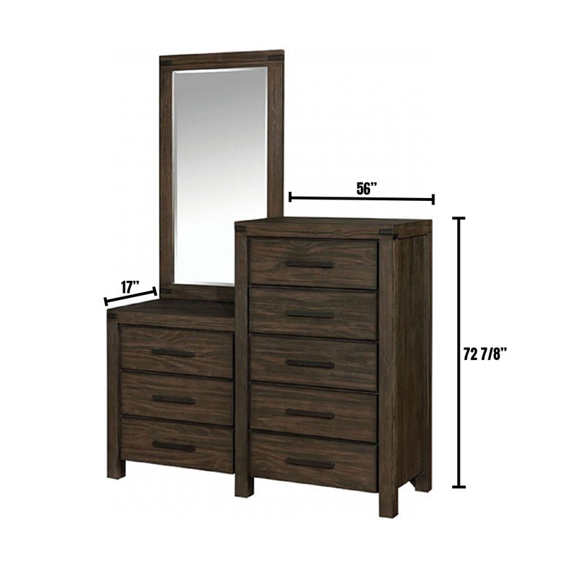 Commode double 5 tiroirs avec miroir Marylu