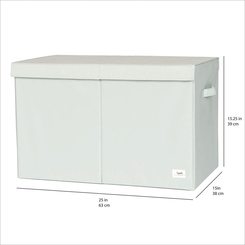 Green Recycled Fabric Folding Storage Chest with Lid and Handles