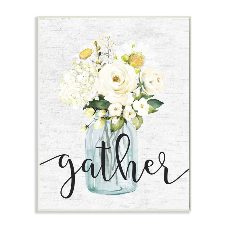 « Rassemblez » le bouquet de fleurs blanches et le sentiment de printemps et doublé-impression d’art graphique, Plaque murale