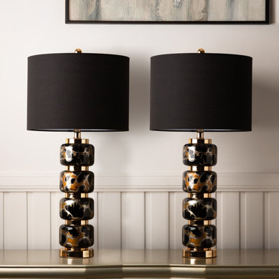 Bonneauville 70cm Table Lamp with Glass Base For Bedroom Furniture, Bedside Buffet Lamp