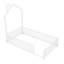 Lit simple blanc en métal avec garde-corps et cheminée, aucun sommier nécessaire