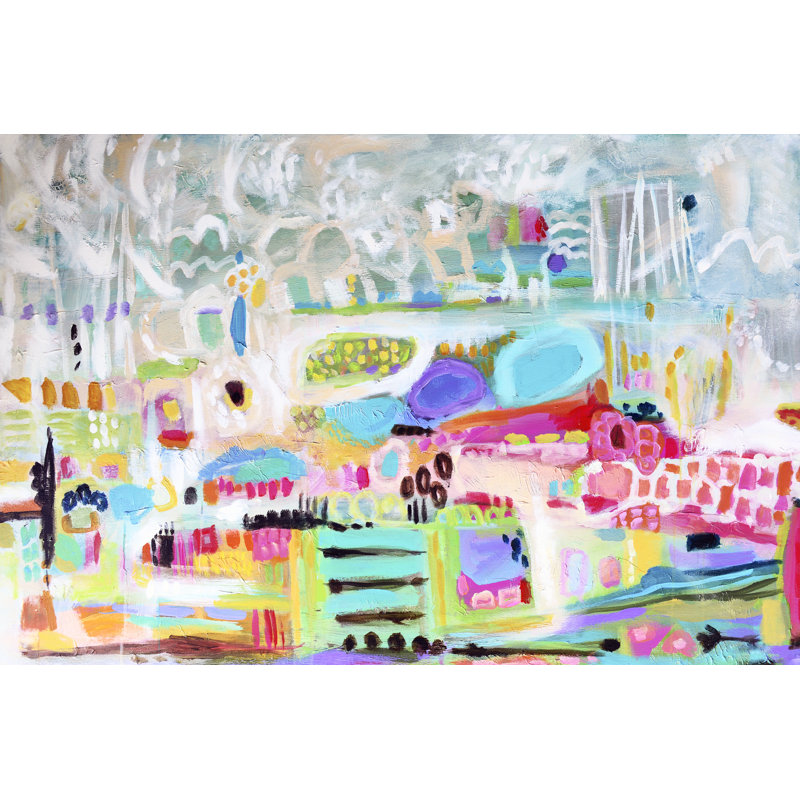 «Abstract Clouds» par Karen Fields - peinture sur toile tendue, H 24 po x l 36 po x P 1,25 po