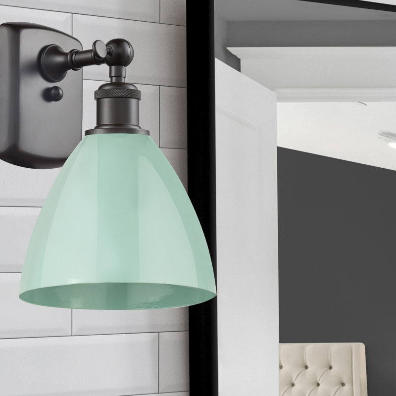 Steel Armed Sconce, Seafoam, Oil Rubbed Bronze