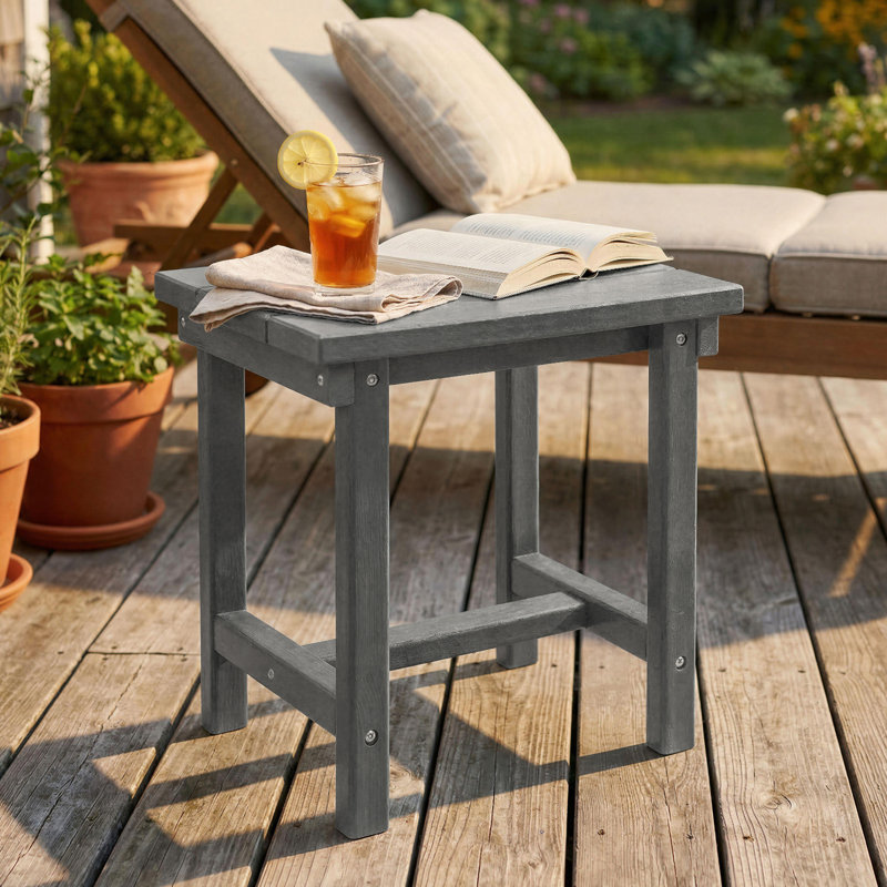 All Weather Adirondack Outdoor HDPE Side Table, Gray