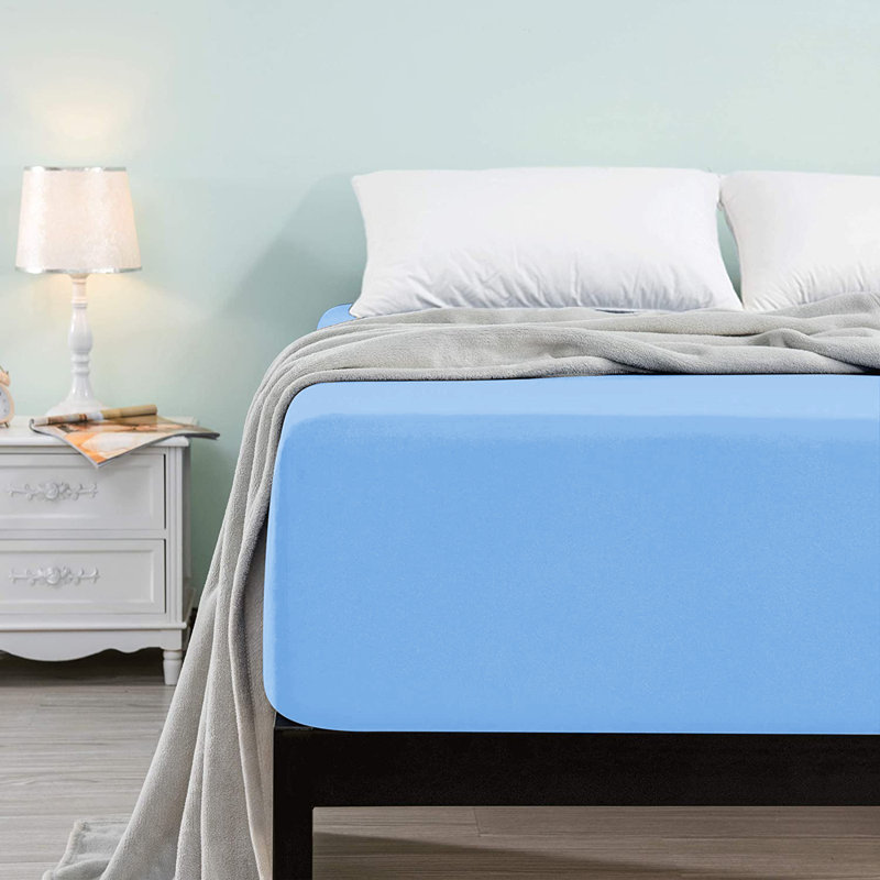 Microfiber Brushed Deep 40cm Fitted Bed Sheet, Single (3'), Sky Blue