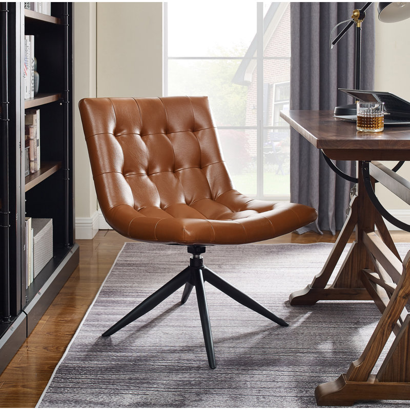 Orville 25.39'' W Swivel Tufted Faux Leather Home Office Desk Task Chair