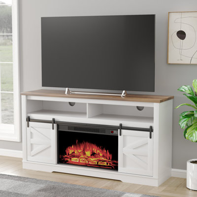 Thoa 58'' Media Console TV Stand For TVs Up To 65"" With Electric Fireplace Included -  Gracie Oaks, DAB78BC1F2F54D4881753C0E4B7AB1DC