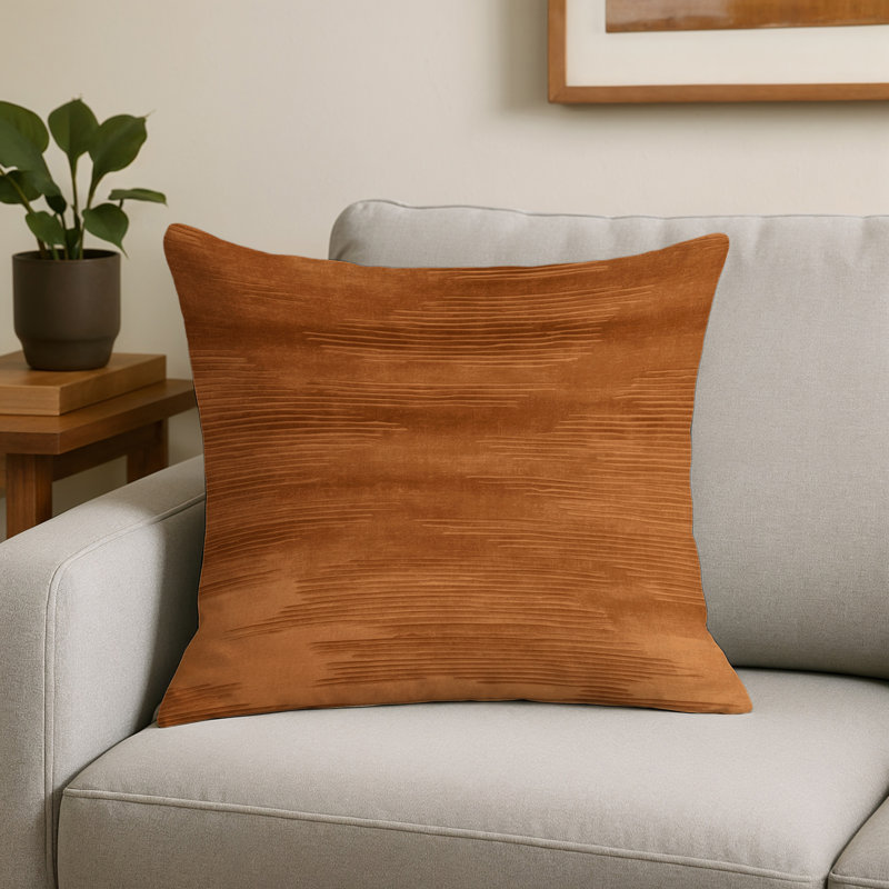 Indoor and Outdoor Throw Pillow, Square 18", Brown Abstract 72