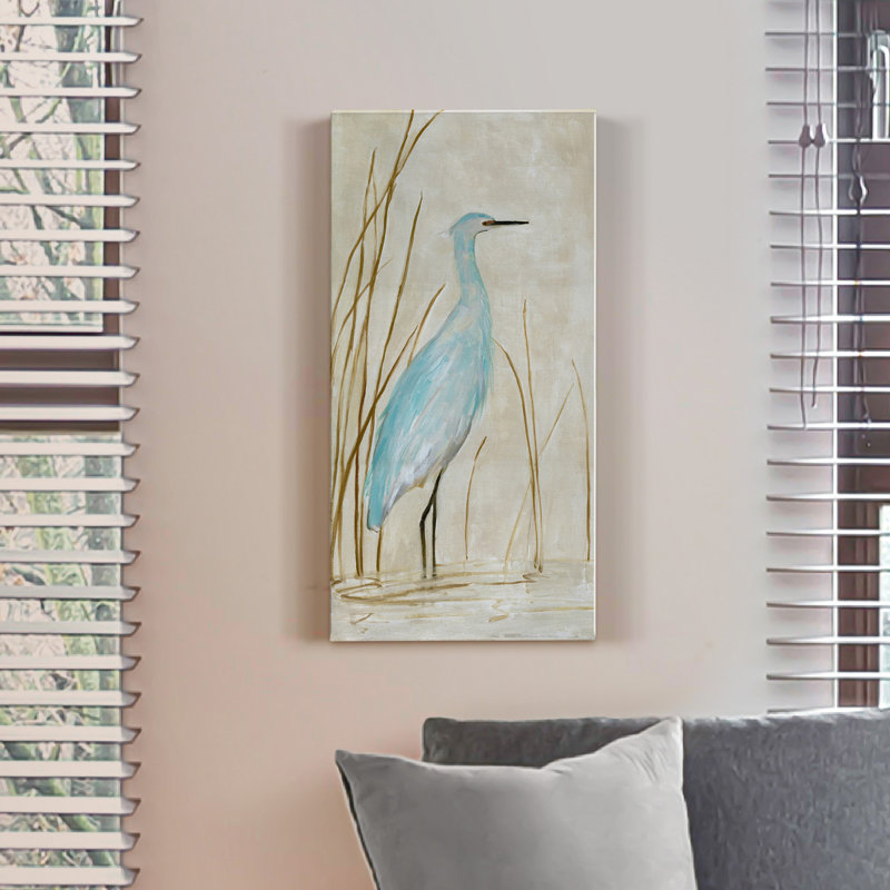 Doux aigrette I - reproduction d'art sur toile tendue, H 16 po x l 8 po x P 1 po