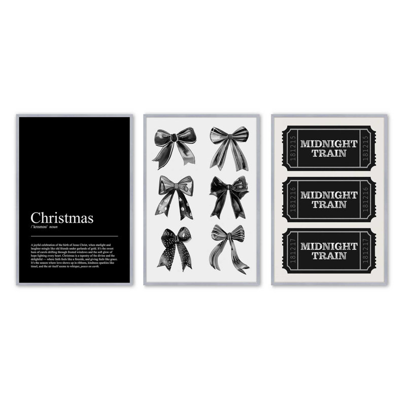 «Midnight Merriment», ensemble de 3 reproductions d'art, H 15,5 po x l 37,5 po, Chrome poli