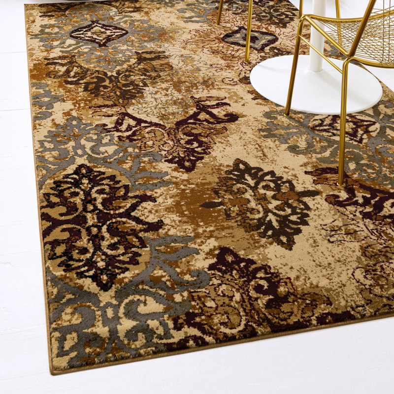 Eelijah Abstract Red/Cream Area Rug, Rectangle 5'3" x 7'1"