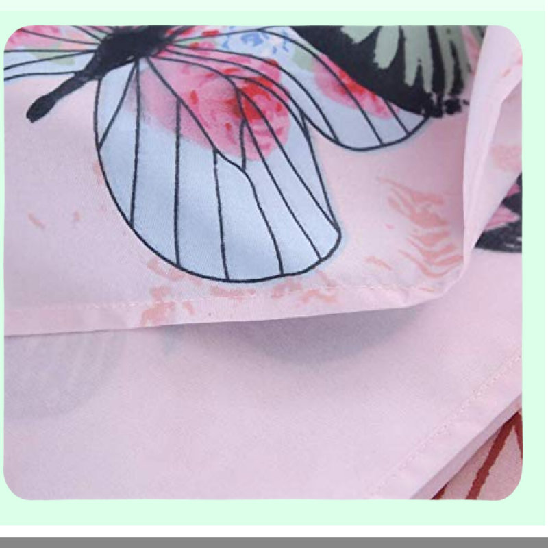Butterfly Dreams Twin Bedding Set - 4 Piece Microfiber Sheet Set with Top Flat & Fitted Sheet, 2 Pillowcases - 14" Deep Pocket - Twin Size