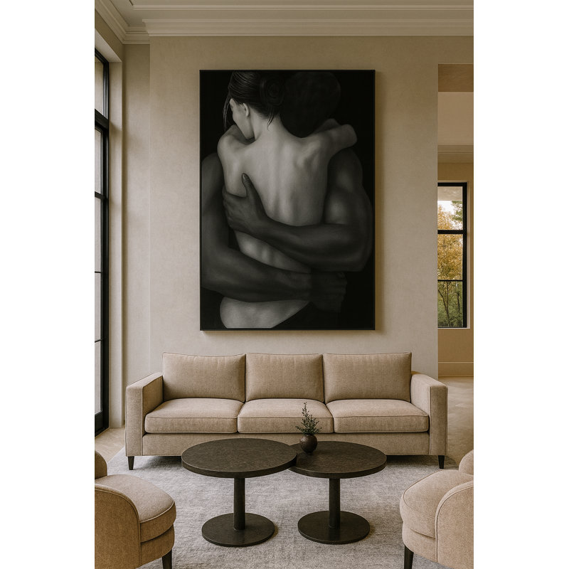 Eternal Embrace - Collectors Edition Fine Art by Kasian Framed Canvas Wall Art by Kasian Art Studio - Brown Frame, Brown
