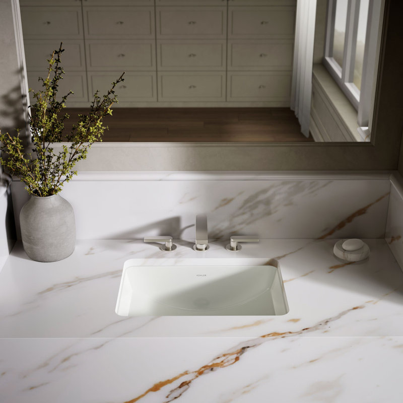 Ladena® Finish Vitreous China Rectangular Undermount Bathroom Sink with Overflow, Dune